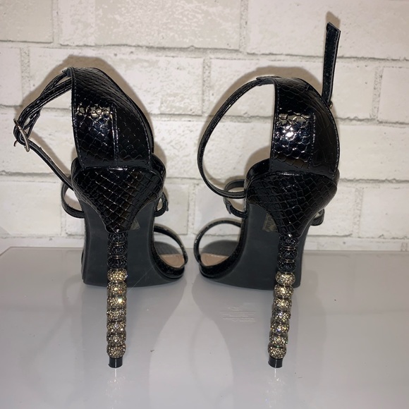 Fashion Nova Black Stiletto Heel Rhinestone Heel Fancy Club Size 11 - Picture 4 of 7